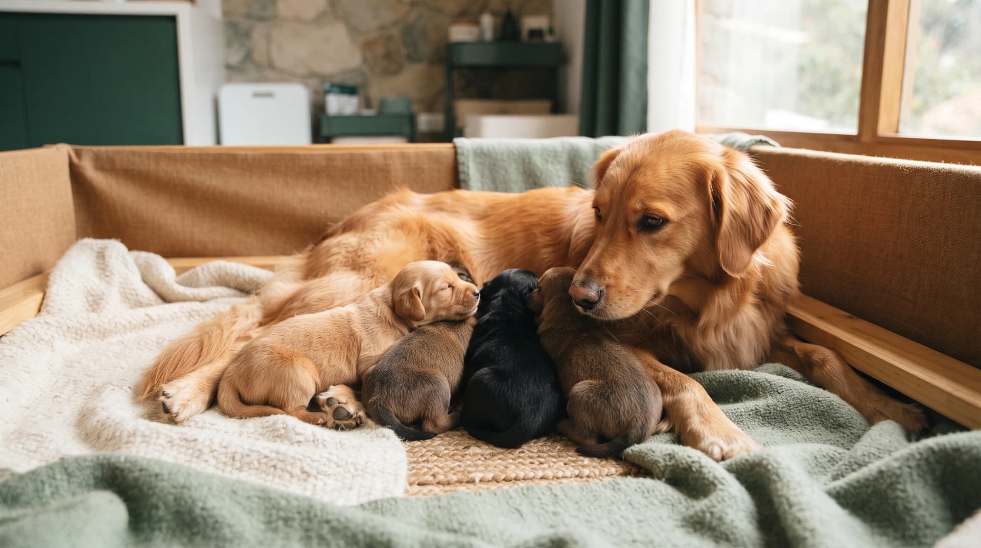 Cachorros en un entorno cuidado de criadero